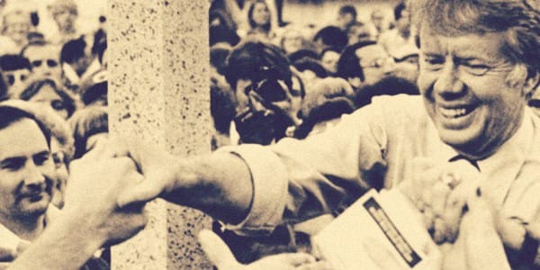 Historic protest scene capturing a joyful moment with crowds, emphasizing news coverage, historical events, and cultural moments in audio archives.