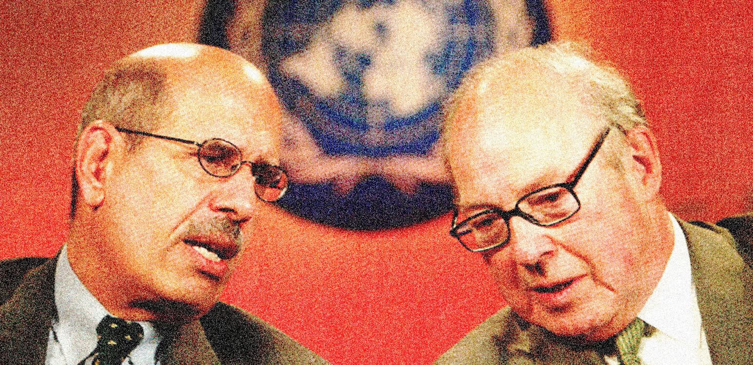 Historical political figures discussing important news event at Past Daily archive.