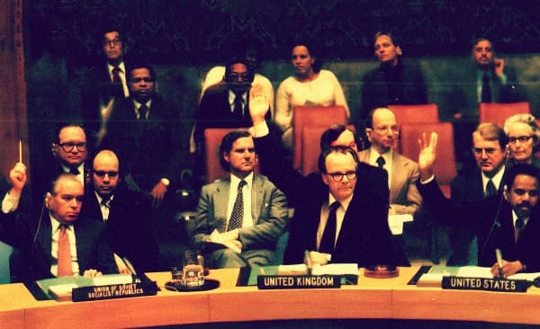 UN delegates at an international conference discussing global diplomacy and world politics.