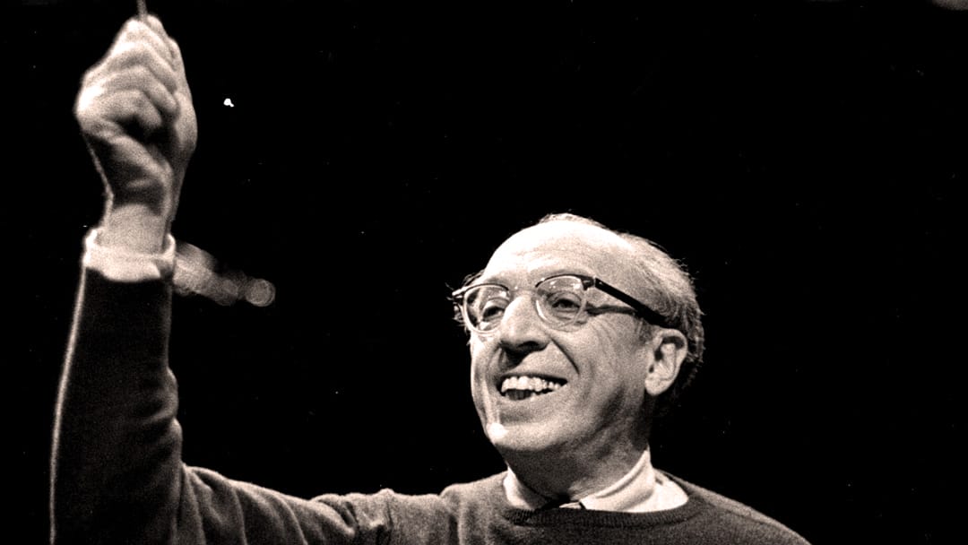 Aaron Copland - Dean of American Composers - leading the BSO in a concert of music by him, Purcell, Haydn, Schuman and Diamond.