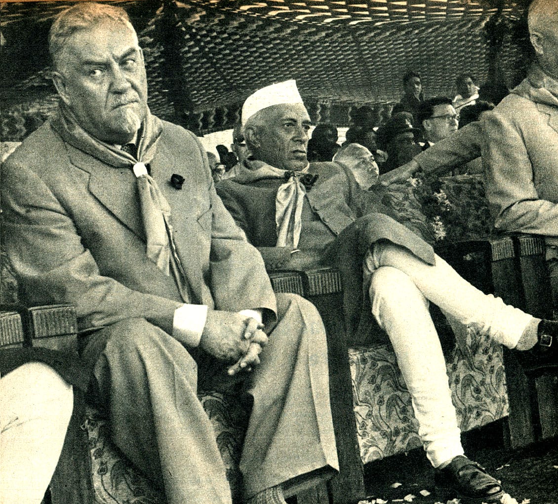 Nikolai Bulganin and Nehru - 1955