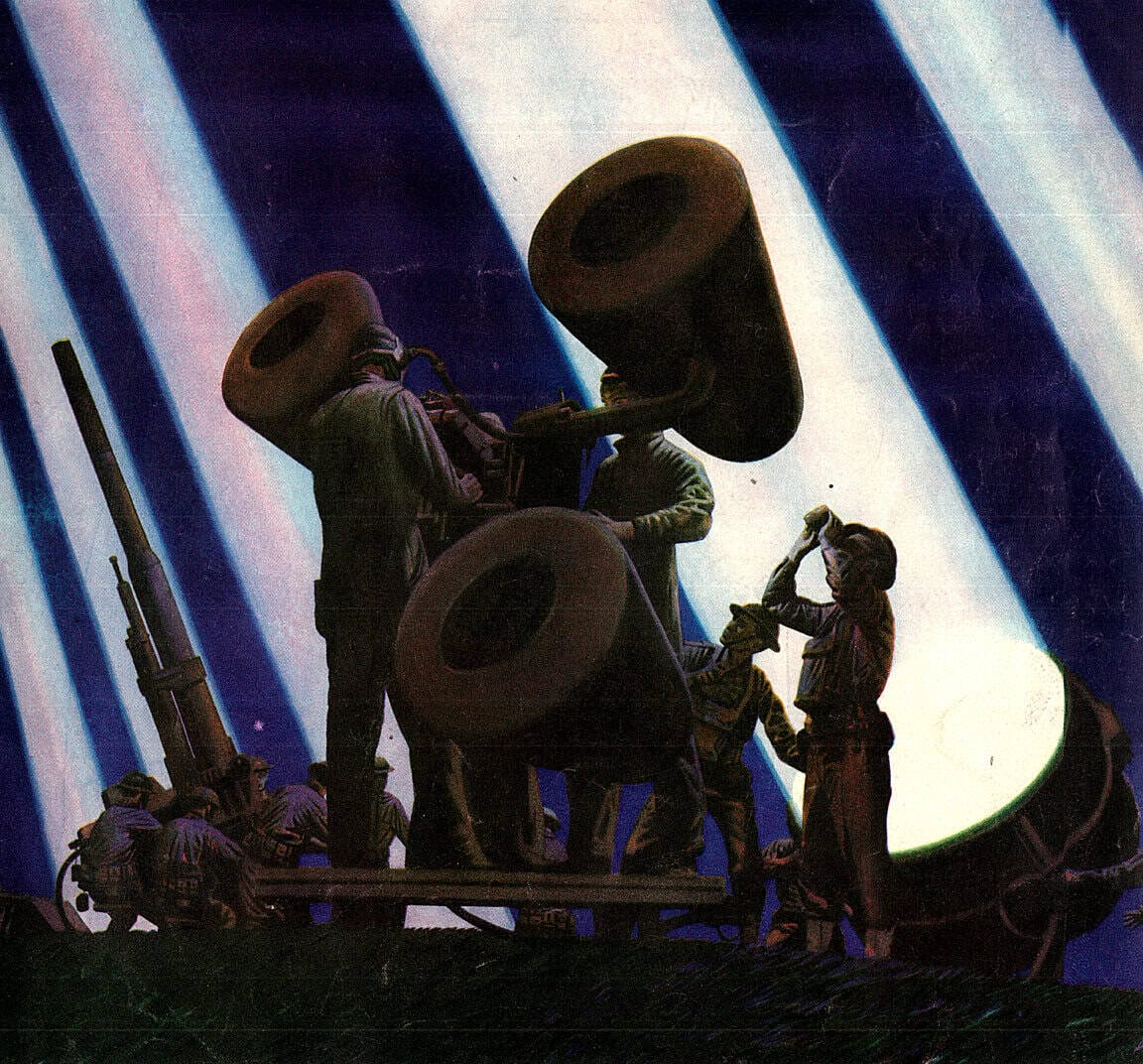 Protesters using megaphones during a night demonstration, illuminated by colorful stage lights, symbolizing social activism and mass communication.