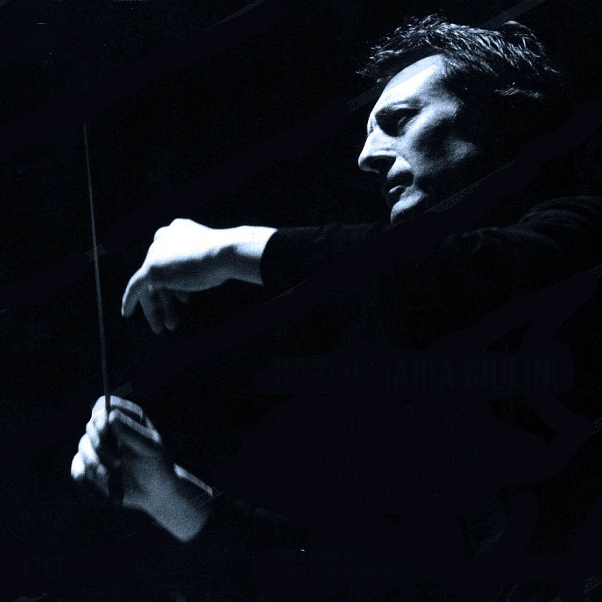 Conductor conducting an orchestra, black and white image, music performance, historical sound archive, classic music, Past Daily news and music archive, auditory history, vintage music recording.