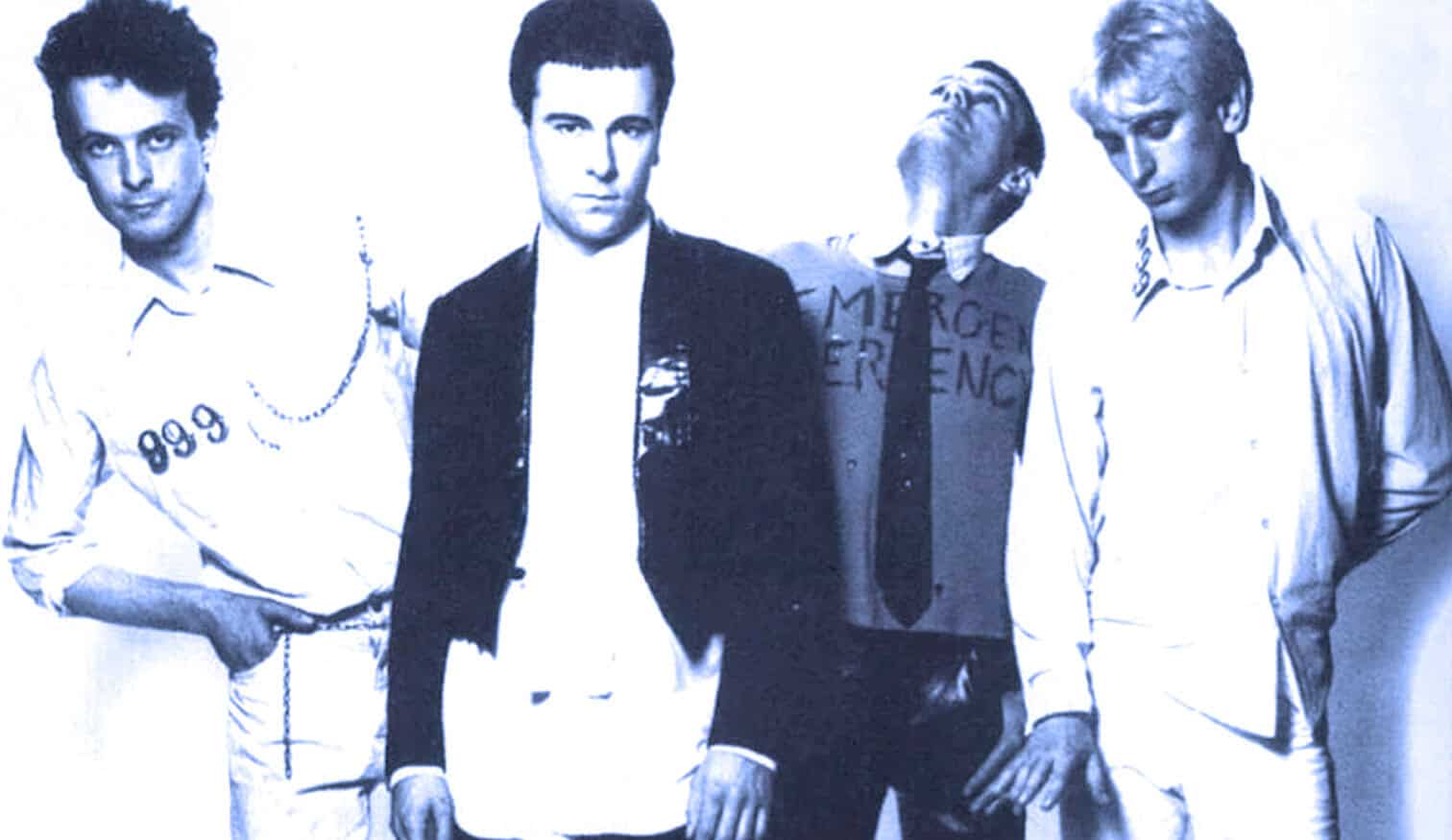 Portrait of the iconic British band The Clash in black and white, showcasing members Joe Strummer, Mick Jones, Paul Simonon, and Topper Headon, emphasizing punk rock history and music heritage.