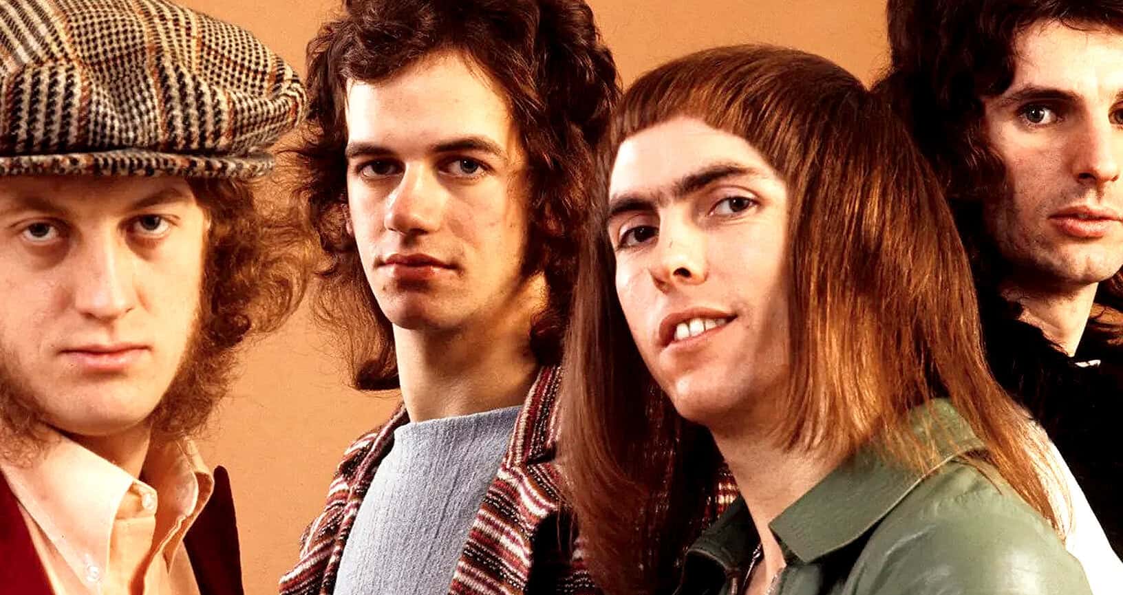 Vintage band members portrait highlighting music history and rock culture for historical archive and music enthusiasts.