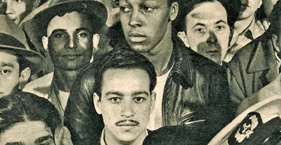 Black and white historical photograph of diverse young people, ace combat, vintage style, mid 20th century, group portrait, social gathering, cultural history, nostalgia, community, past daily archive.