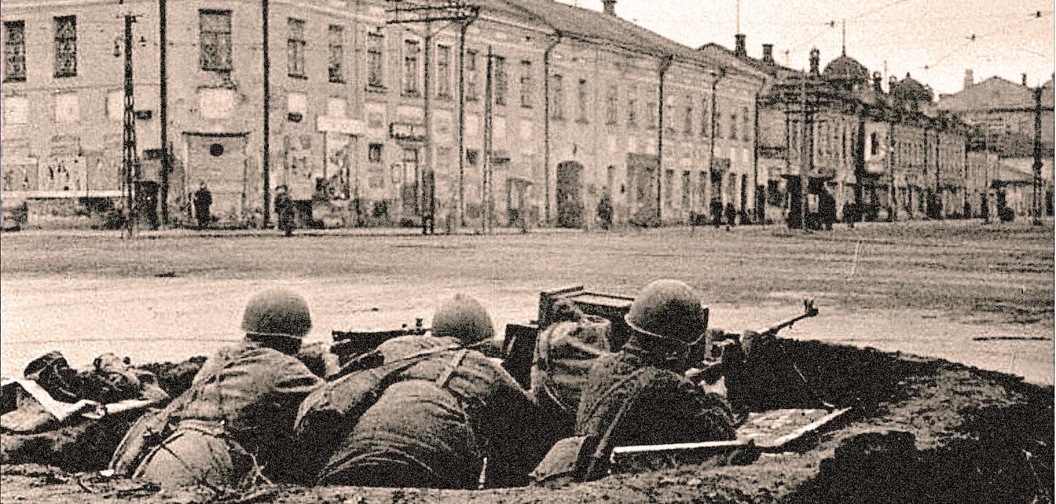 Soldiers in trench warfare during wartime, historical black and white photo, World War combat scene, vintage military soldiers in trenches, early 20th-century warfare imagery.
