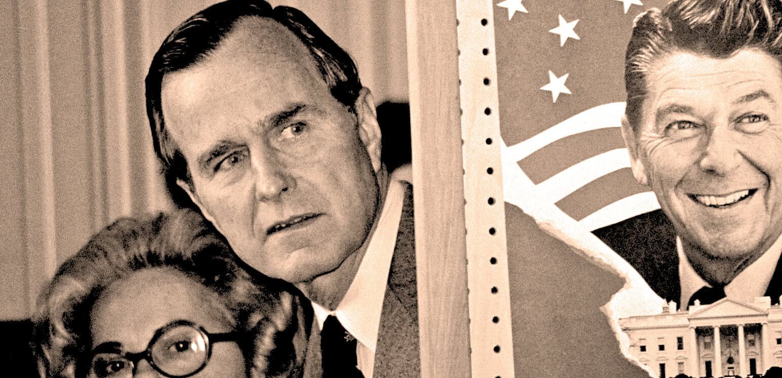 A vintage photo of Ralph Nader and Bill Clinton during a political campaign, emphasizing American history, politics, and presidential elections.