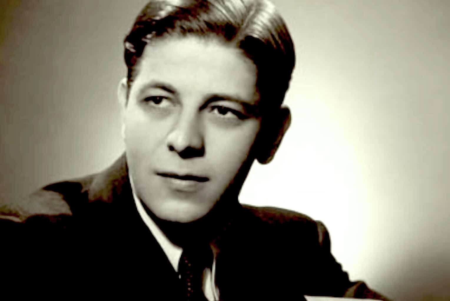 Vintage black and white portrait of a young Howard Hughes, American business magnate and aviator, reflecting historical significance in news, music, and history archives.