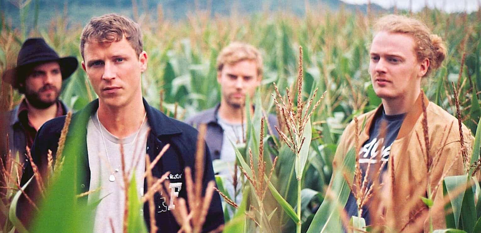 Young men exploring a lush cornfield, capturing a moment of discovery in nature for music, news, and history storytelling.