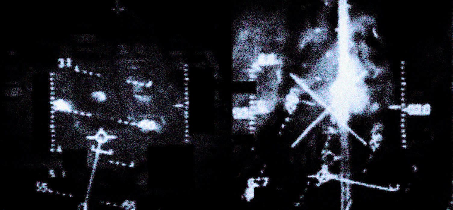 Vintage ship navigation and radar screens displayed in black and white, highlighting maritime navigation technology and historic radio communication systems.