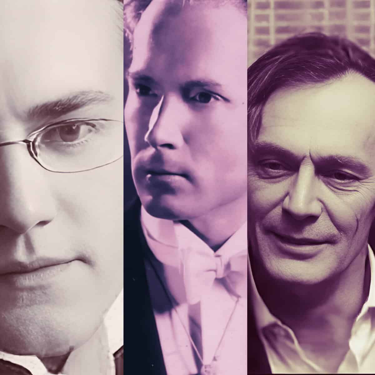 Classic black and white portrait of a man with glasses representing news history and media coverage for pastdaily sound archive of news, history, and music.